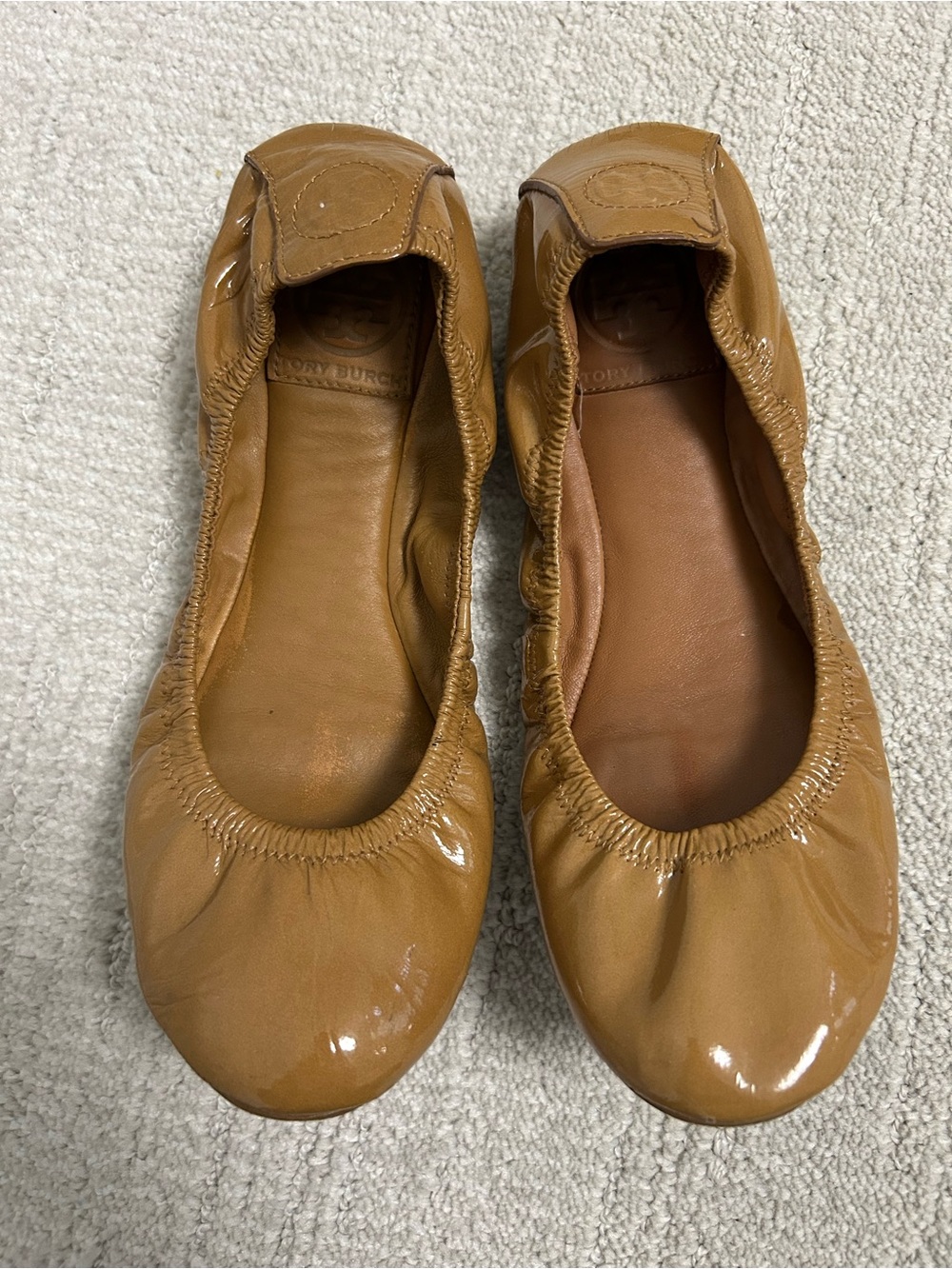 Tory Burch Caramel Patent Leather Ballet Flats